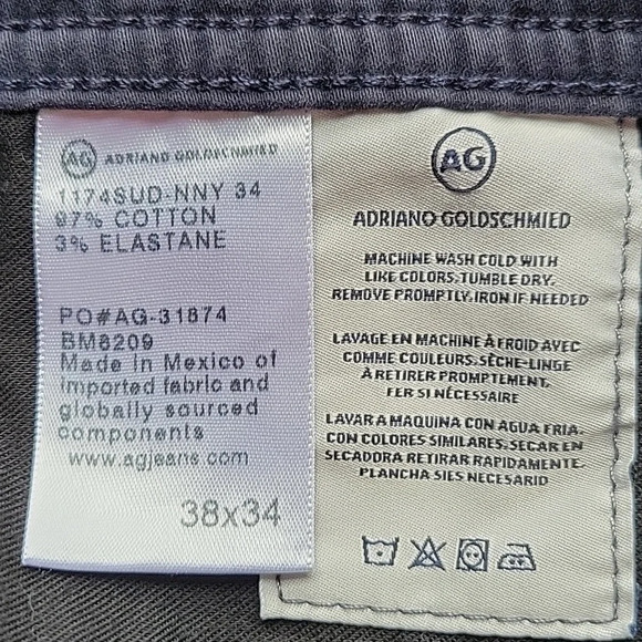 AG Adriano Goldschmied The Graduate Tailored Leg Chino Navy Size 36x34 - Picture 12 of 12